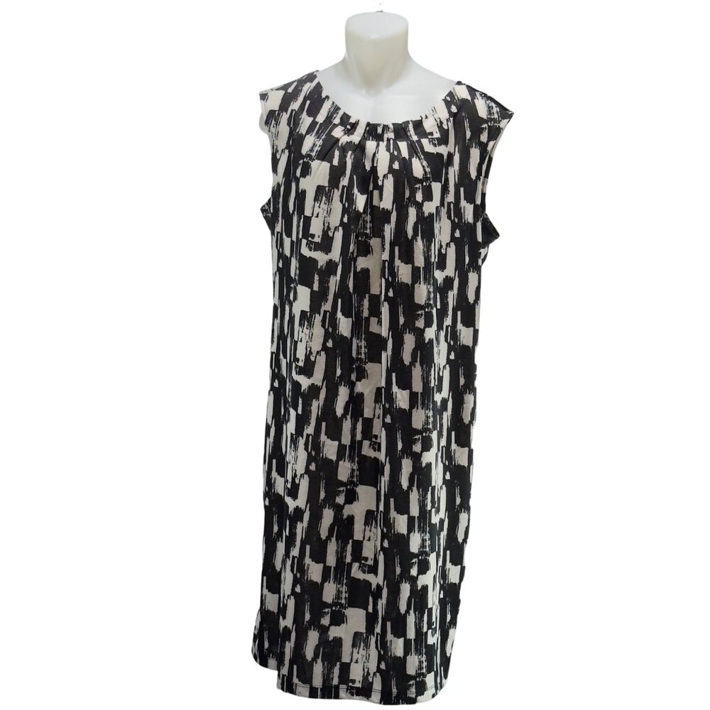 JONATHAN MARTIN Women's Black & White Abstract Polyester Stretch Plus Size 20